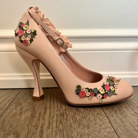 RED Valentino Shoes - Authentic Valentino RED Blush Heels with Floral Embellishments